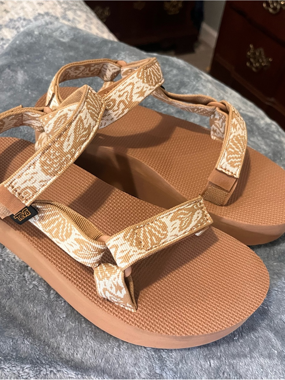 Teva Women's Tan & Cream Patterned Sport Sandals
